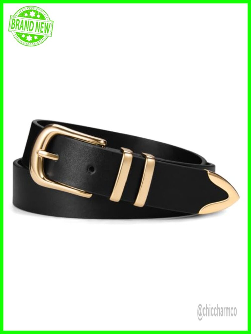 Women Faux Leather Belt Gold Buckle Fashion Waist Belt for Jeans Dresses Pants